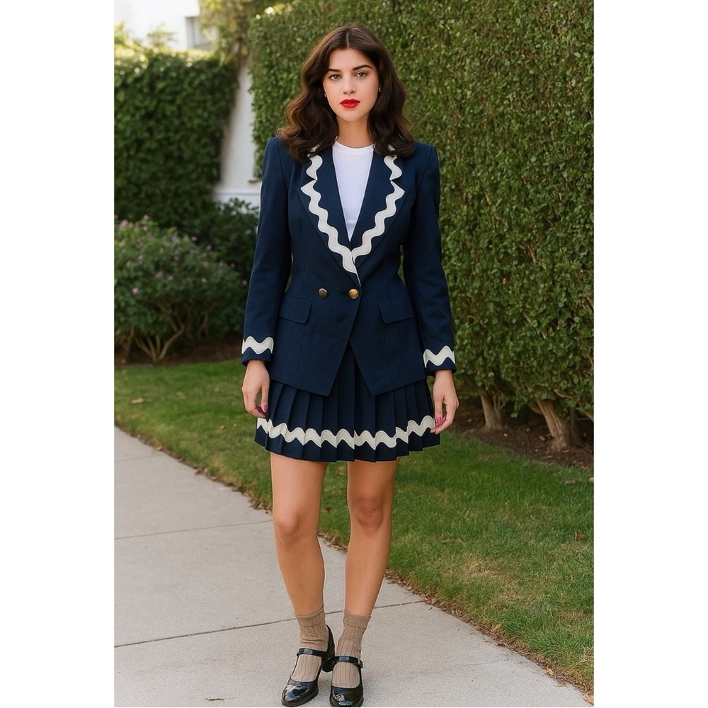 Antony Moorcroft Vintage Women’s Dark Academia Blazer and Skirt Suit Set, Small